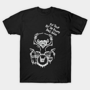 Heavy Metal Headbanger Gift Drummer Possum Playing Drums T-Shirt